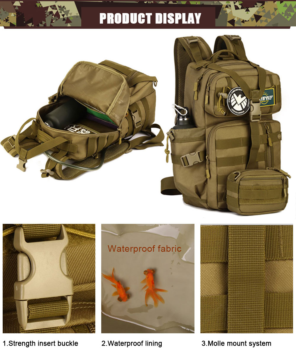 Men Outdoor 3P Tactical Backpack 900D Waterproof Army Shoulder Military hunting camping Women Multi-functional Molle Sports Bag