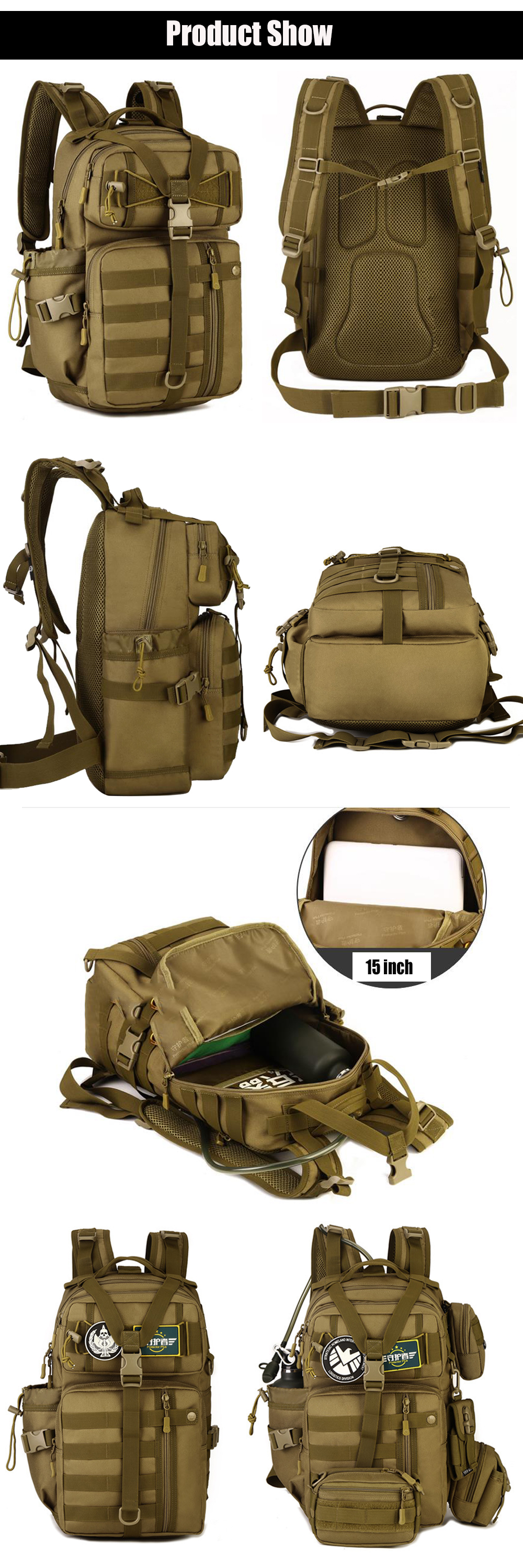 Men Outdoor 3P Tactical Backpack 900D Waterproof Army Shoulder Military hunting camping Women Multi-functional Molle Sports Bag