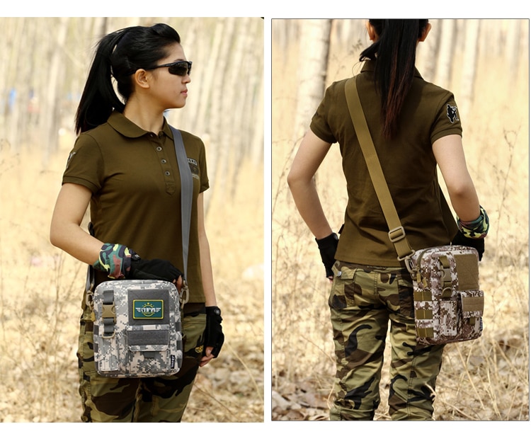 Men Camo Waterproof Vertical Messenger Bag Army Fans Tactical Shoulder Bag Outdoor Travel Commuter Package Extend Molle Bag K316