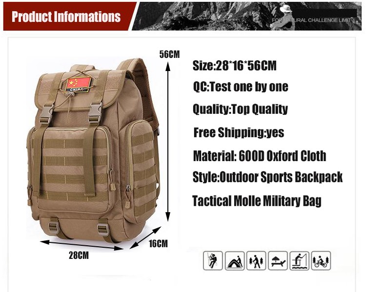 Hot 40L Tactical Molle Shoulder Bag Military Camping Hunting Bags Travel Rucksack Outdoor Multifunctional Climbing Backpack Hot 40L Tactical Molle Shoulder Bag Military Camping Hunting Bags Travel Rucksack Outdoor Multifunctional Climbing Backpack