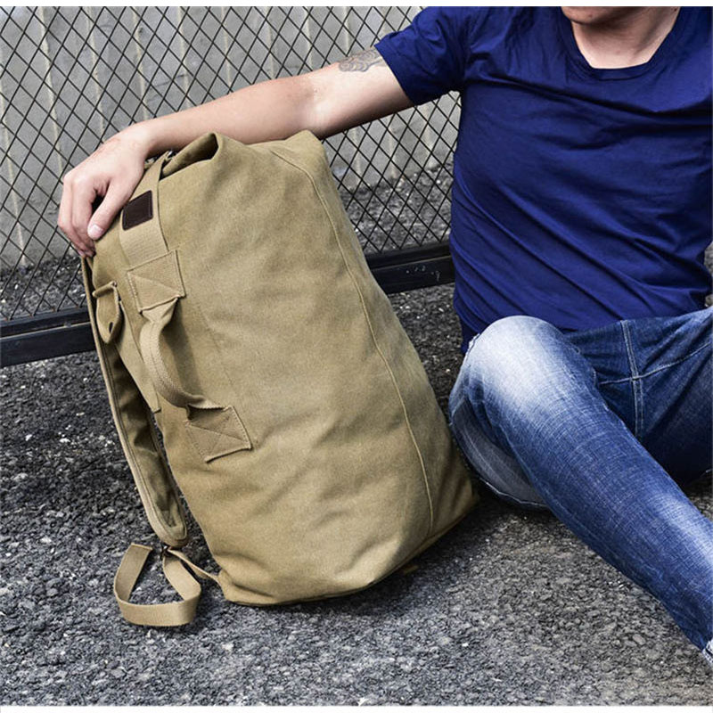 Men Outdoor Bacpkack Luggage Travel Large Army Bucket Bag Multifunctional Military Canvas Backpacks Sports Shoulder Bags XA188WA