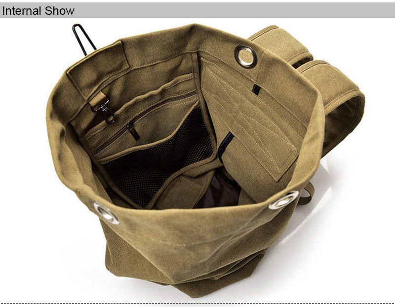 Men Outdoor Bacpkack Luggage Travel Large Army Bucket Bag Multifunctional Military Canvas Backpacks Sports Shoulder Bags XA188WA