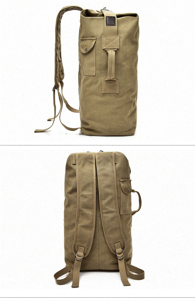 Men Outdoor Bacpkack Luggage Travel Large Army Bucket Bag Multifunctional Military Canvas Backpacks Sports Shoulder Bags XA188WA