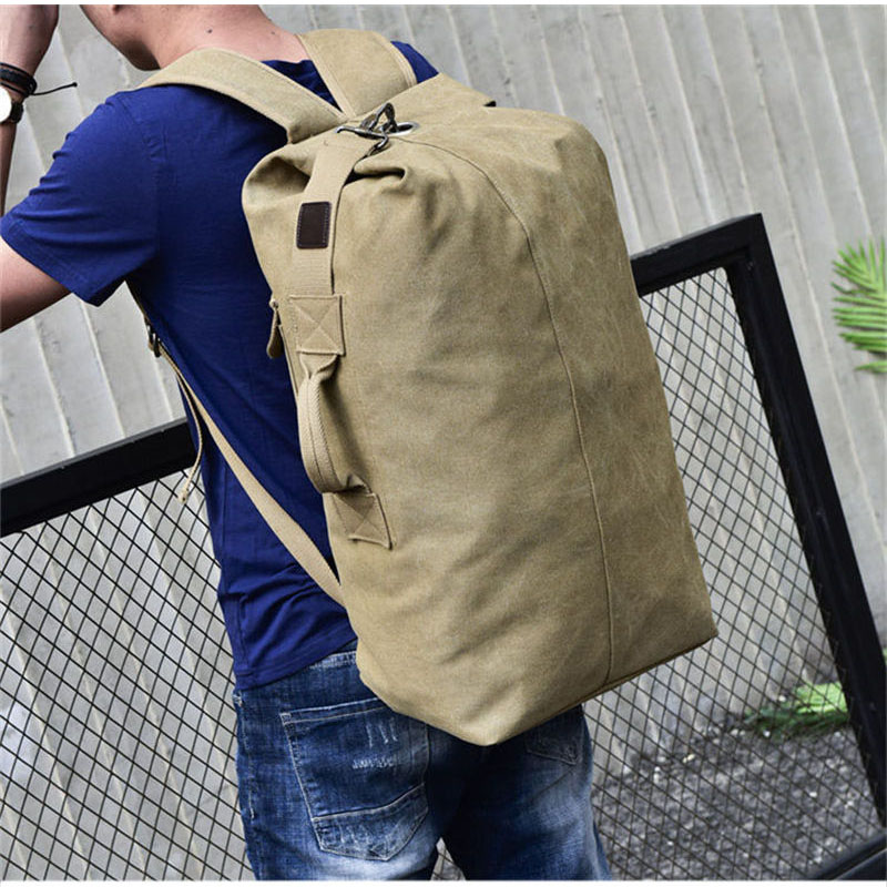 Men Outdoor Bacpkack Luggage Travel Large Army Bucket Bag Multifunctional Military Canvas Backpacks Sports Shoulder Bags XA188WA