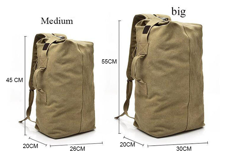 Men Outdoor Bacpkack Luggage Travel Large Army Bucket Bag Multifunctional Military Canvas Backpacks Sports Shoulder Bags XA188WA