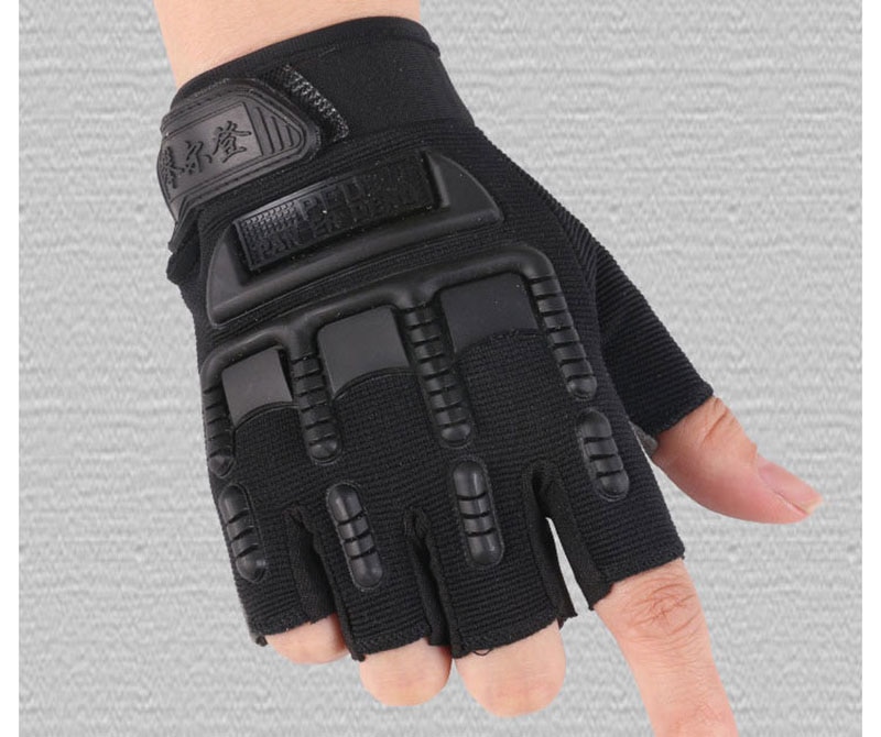 Kids Tactical Fingerless Gloves Military Armed AntiSkid Rubb