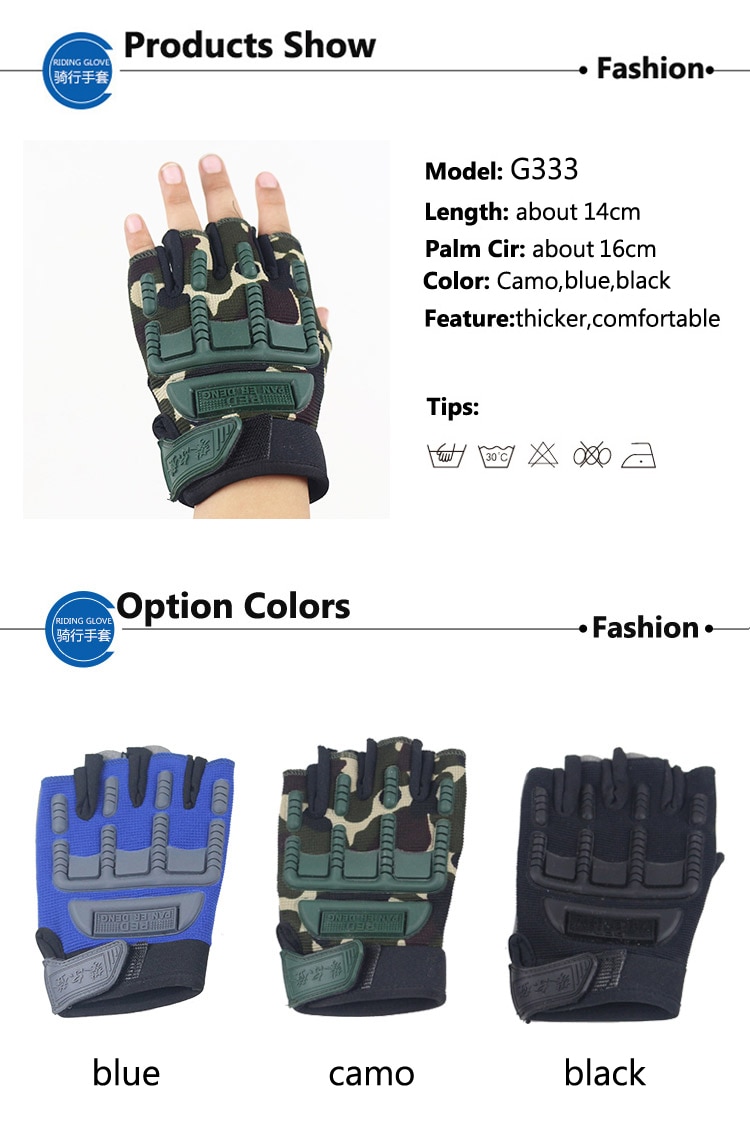 5-13 Years old Kids Tactical Fingerless Gloves Military Armed Anti-Skid Rubber Knuckle half Finger Boys Girls Children Gloves