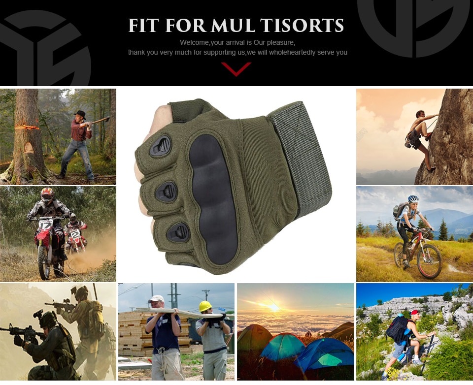 Tactical Fingerless Gloves Military Army Shooting Paintball Airsoft Bicycle Motorcross Combat Hard Knuckle Half Finger Gloves