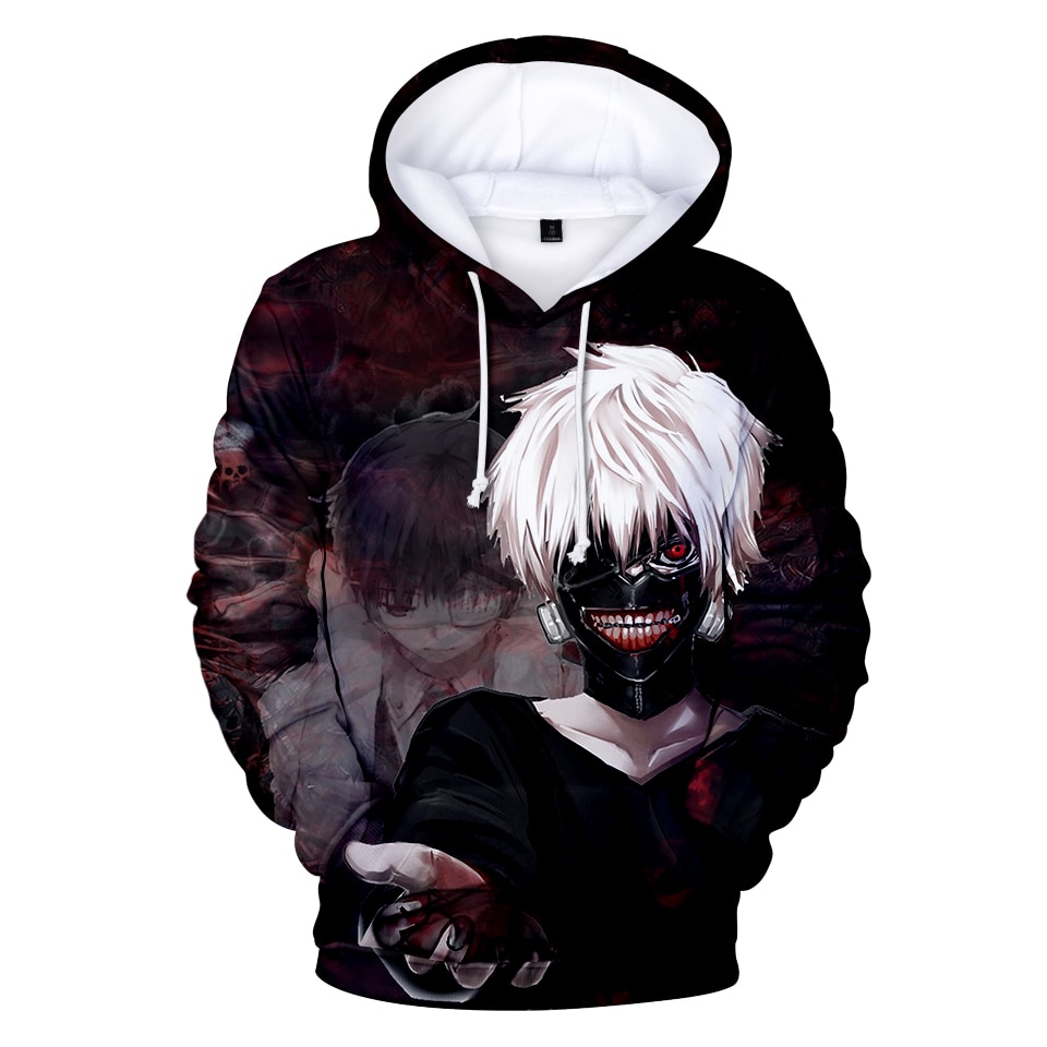 3D Anime Sweatshirt Menswear / Womens Top 3D Print Hooded Anime Tokyo Ghoul 3D Hoodie Sweatshirt Q0407-Q0410