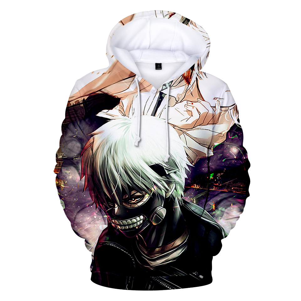 3D Anime Sweatshirt Menswear / Womens Top 3D Print Hooded Anime Tokyo Ghoul 3D Hoodie Sweatshirt Q0407-Q0410