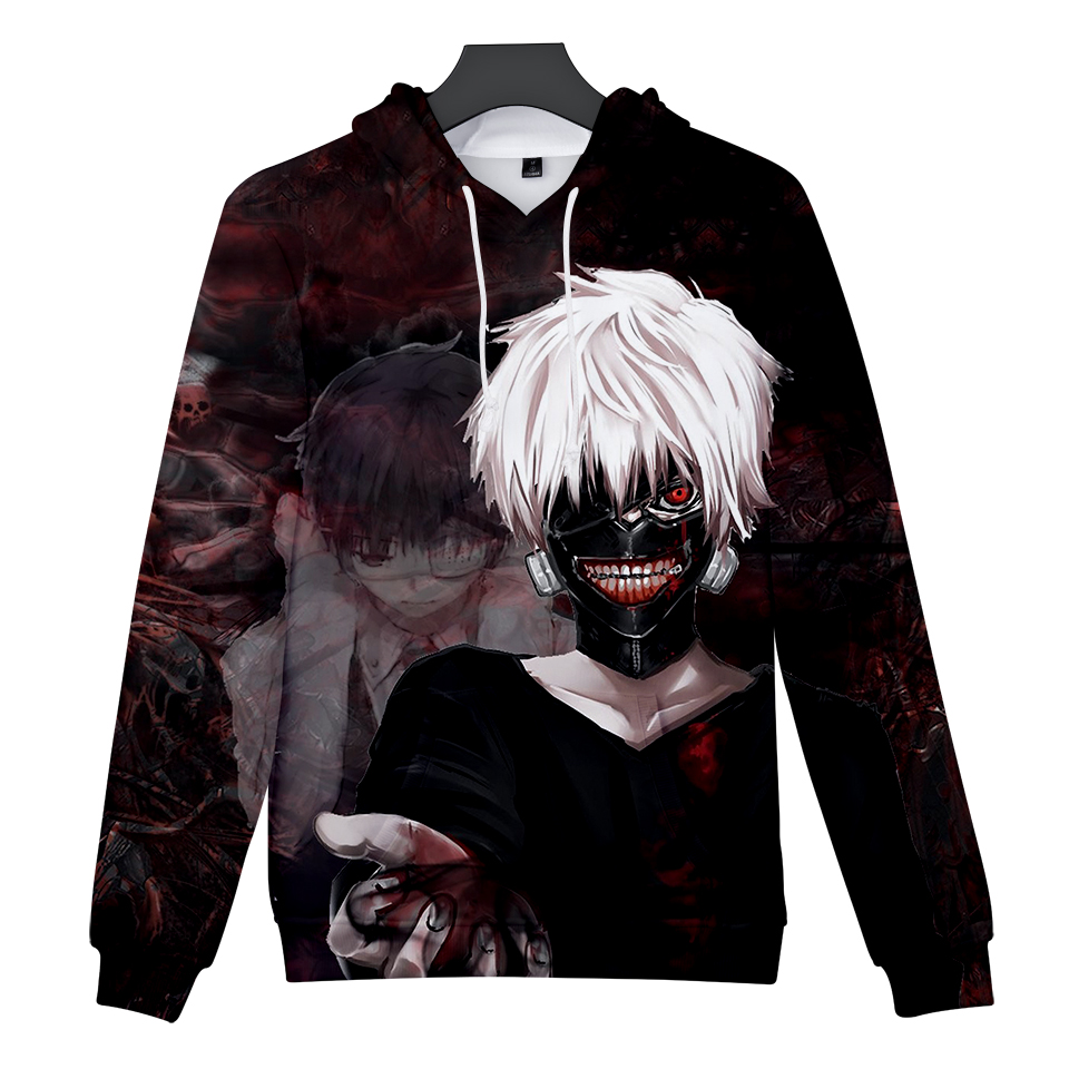 3D Anime Sweatshirt Menswear / Womens Top 3D Print Hooded Anime Tokyo Ghoul 3D Hoodie Sweatshirt Q0407-Q0410
