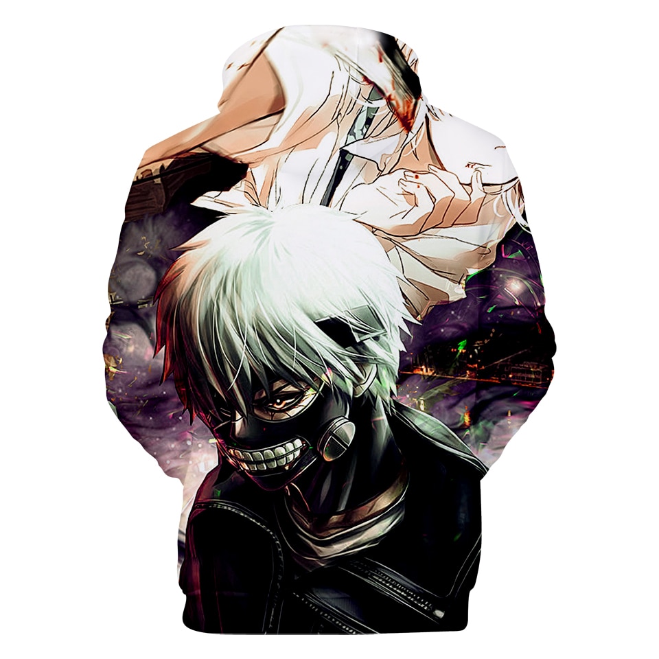 3D Anime Sweatshirt Menswear / Womens Top 3D Print Hooded Anime Tokyo Ghoul 3D Hoodie Sweatshirt Q0407-Q0410