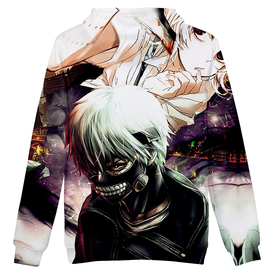 3D Anime Sweatshirt Menswear / Womens Top 3D Print Hooded Anime Tokyo Ghoul 3D Hoodie Sweatshirt Q0407-Q0410