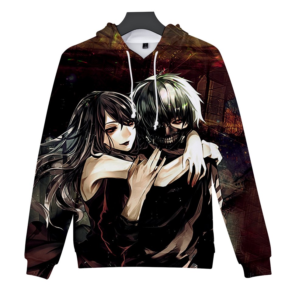 3D Anime Sweatshirt Menswear / Womens Top 3D Print Hooded Anime Tokyo Ghoul 3D Hoodie Sweatshirt Q0407-Q0410