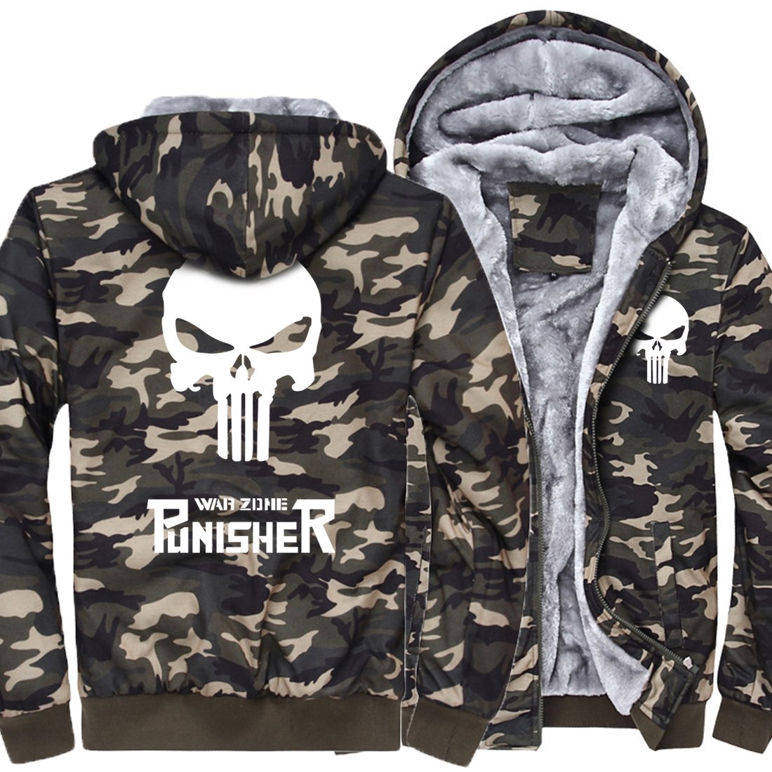 2019 the homme Army Ggreen Camouflage casual brand streetwear thick jacket men funny hoodies homme skull tracksuit coat MMA