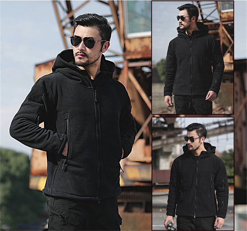 MEGE Men Military Fleece TAD Tactical Softshell Jacket Polartec Thermal Polar Hooded Coat Army Outerwear, Autumn Winter Clothing