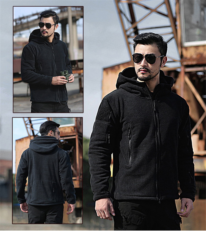 MEGE Men Military Fleece TAD Tactical Softshell Jacket Polartec Thermal Polar Hooded Coat Army Outerwear, Autumn Winter Clothing