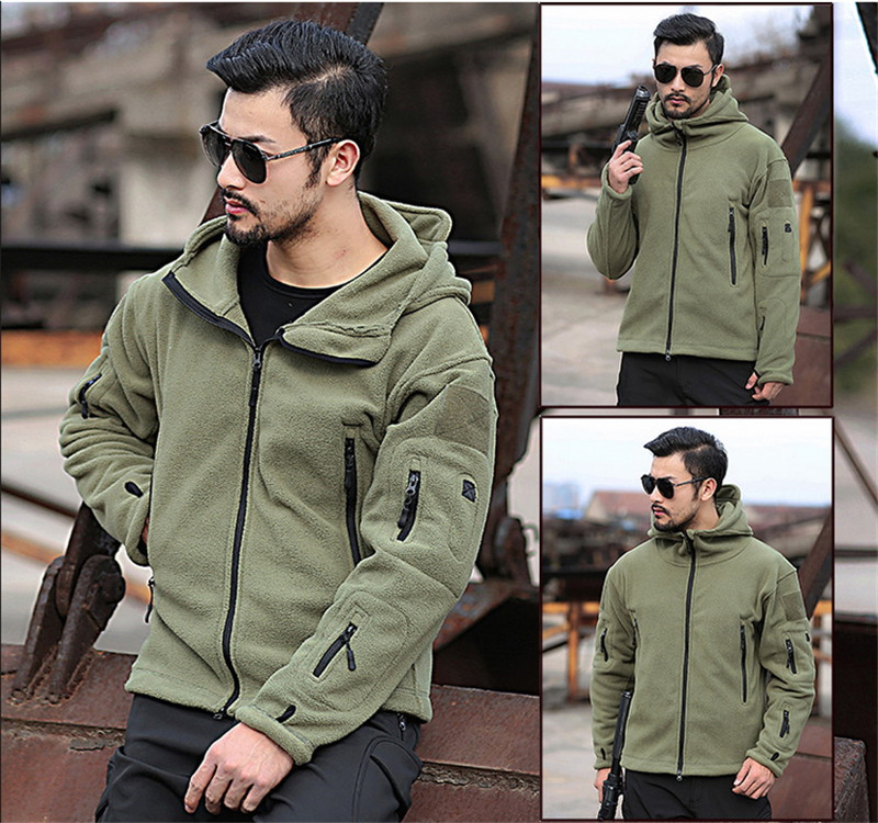 Men Military Fleece Tad Tactical Softshell Jacket Polartec Thermal Polar Hooded Coat Army 