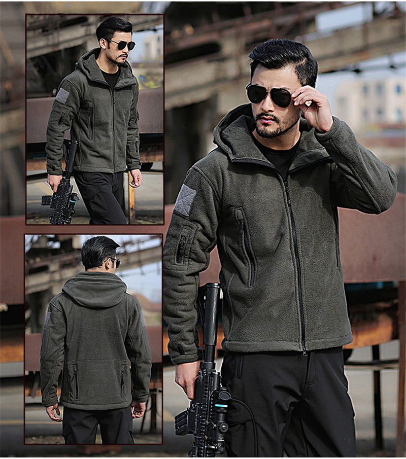 MEGE Men Military Fleece TAD Tactical Softshell Jacket Polartec Thermal Polar Hooded Coat Army Outerwear, Autumn Winter Clothing