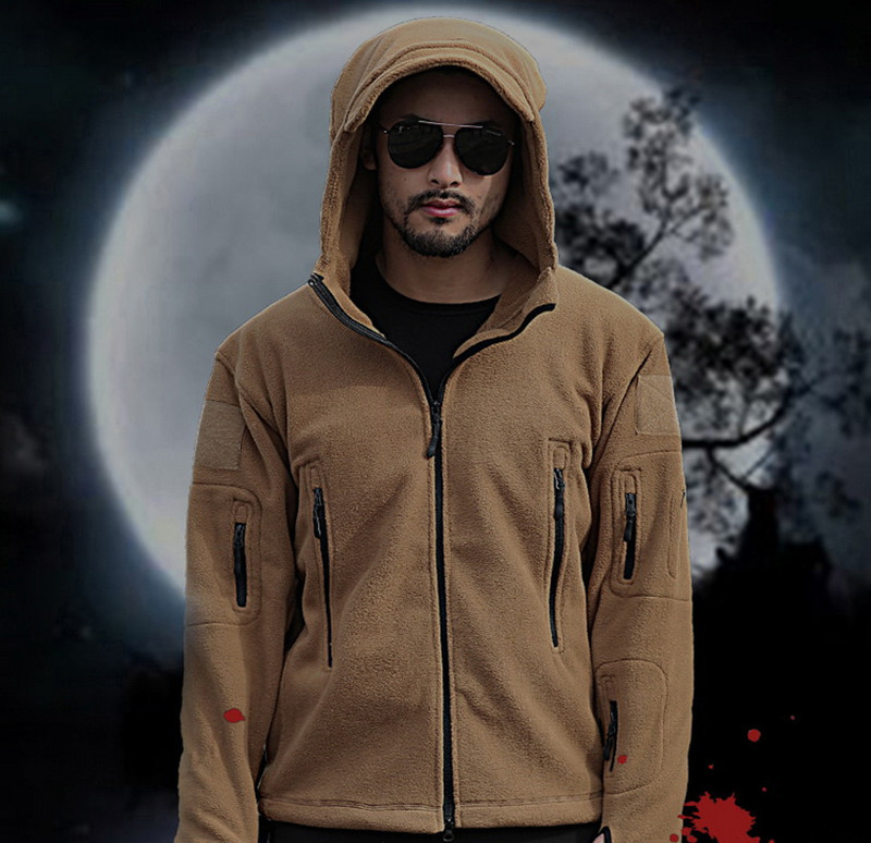MEGE Men Military Fleece TAD Tactical Softshell Jacket Polartec Thermal Polar Hooded Coat Army Outerwear, Autumn Winter Clothing