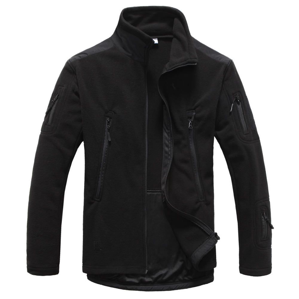 Outdoors Tactical Zipper Pocket Sharkskin Soft Shell Warm Thelmal Fleece Hoodies Cargi Army Jacket Men 3 Color