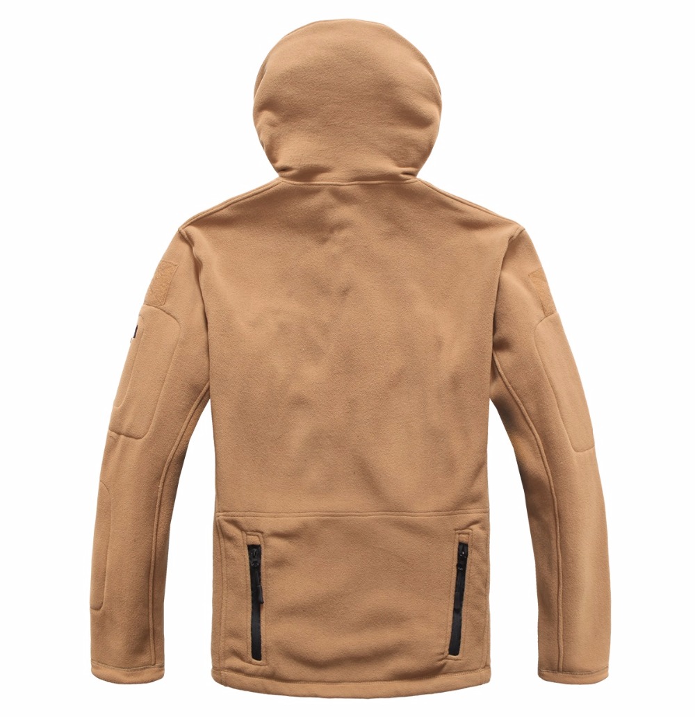 Outdoors Tactical Zipper Pocket Sharkskin Soft Shell Warm Thelmal Fleece Hoodies Cargi Army Jacket Men 3 Color