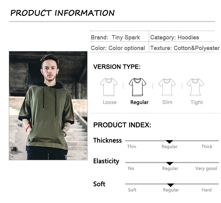 Harajuku Hoodie Short Sleeve Mens Plain Hoodies Korean Hip Hop Streetwear