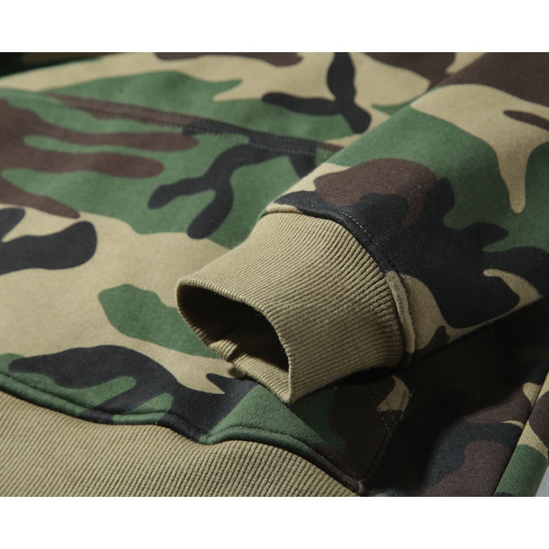 Army Green Camouflage Camo Fleece Pullover Fashion Hip Hop Streetwear ...