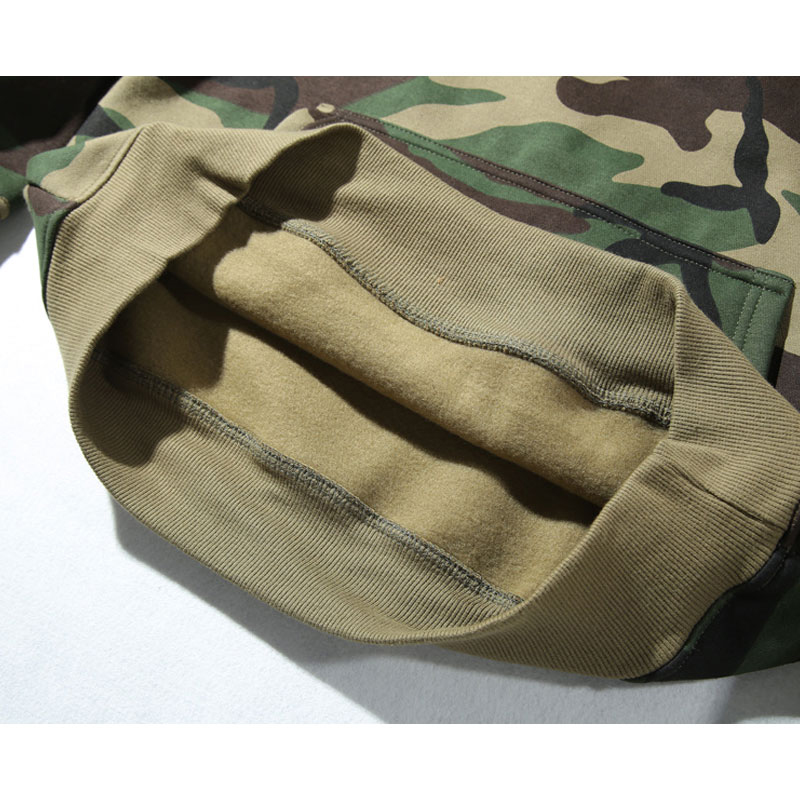 Hoodies Men Army Green Camouflage Hood Camo Fleece Pullover Fashion Hip Hop Streetwear Casual Hoodie