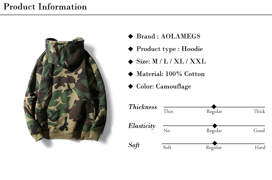 Hoodies Men Army Green Camouflage Hood Camo Fleece Pullover Fashion Hip Hop Streetwear Casual Hoodie