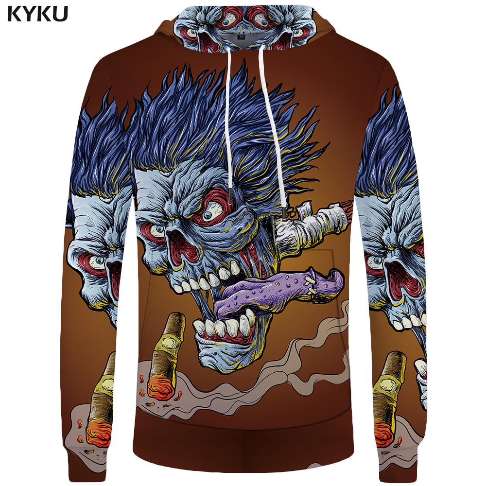 Skull Hoodie Men Black Military Hoodies Anime Clothes Punk Rock Metal 3d Print Sweatshirt Casual
