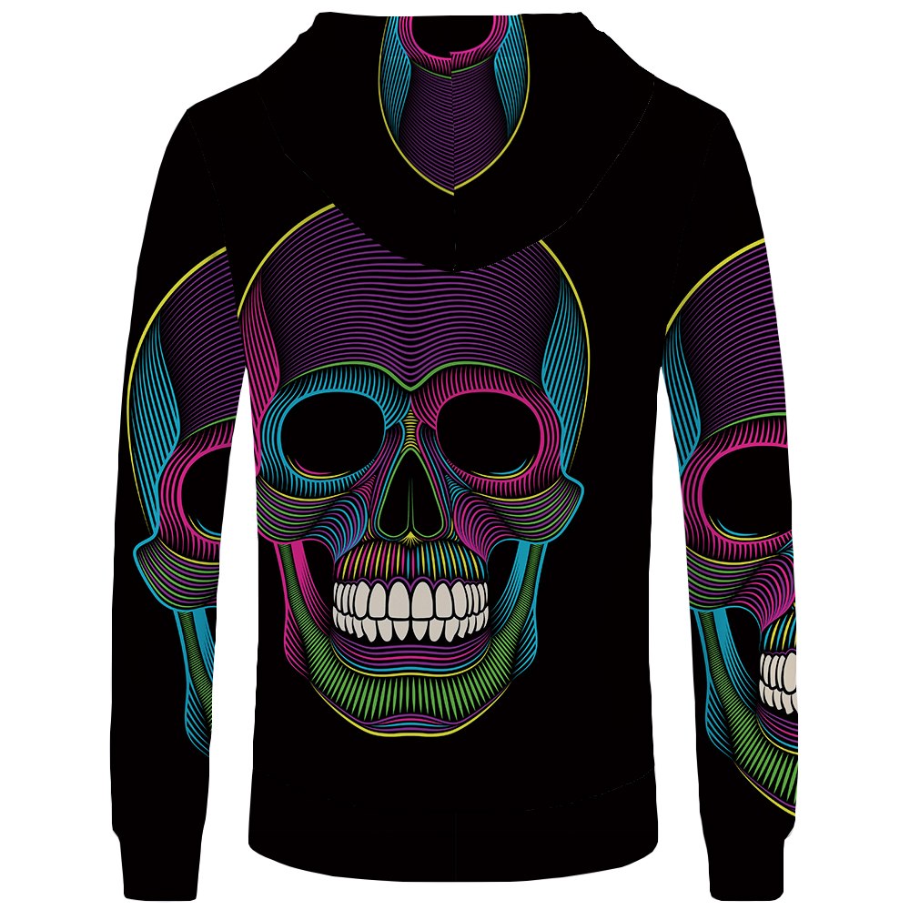 Skull Hoodie Men Black Military Hoodies Anime Clothes Punk Rock Metal 3d Print Sweatshirt Casual