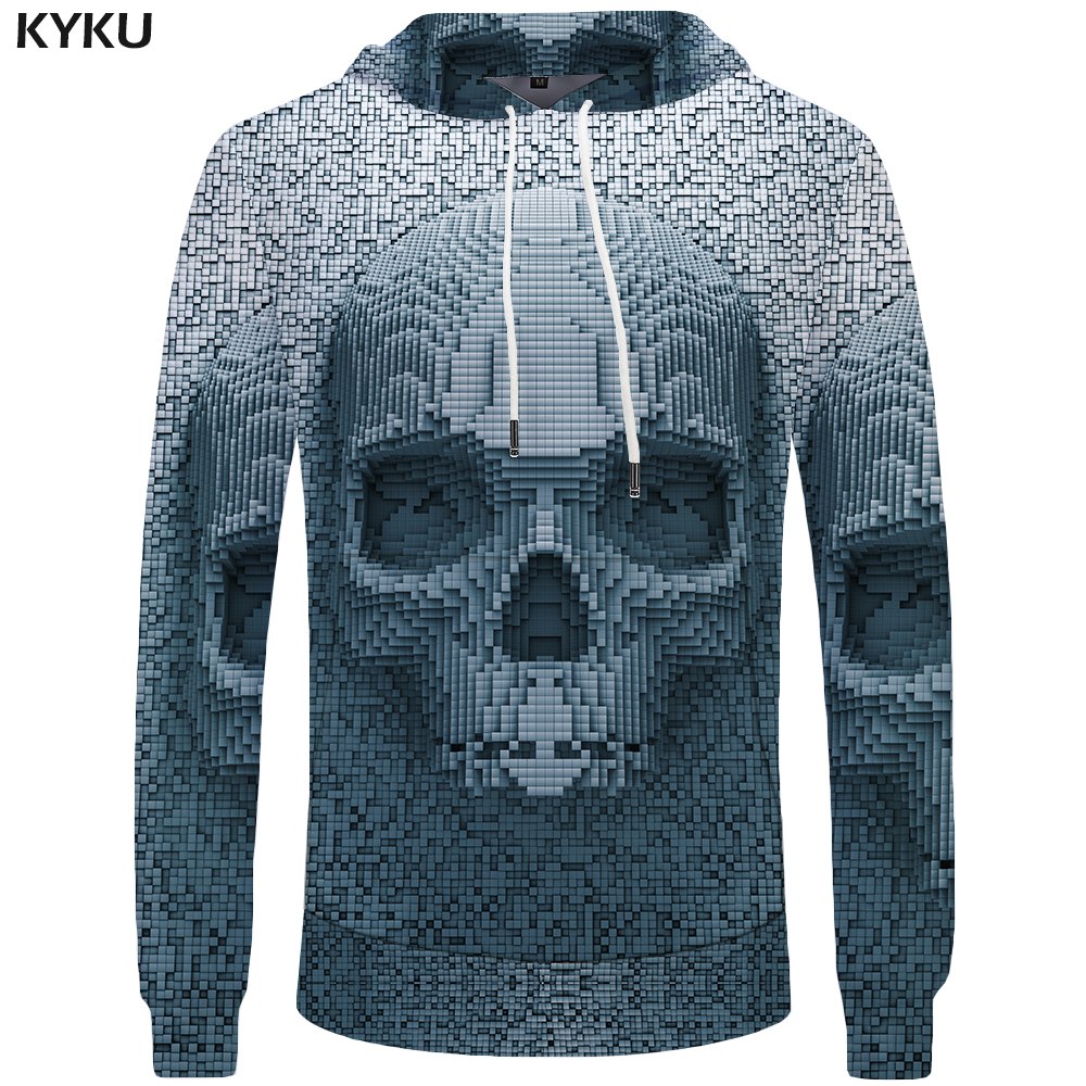 Skull Hoodie Men Black Military Hoodies Anime Clothes Punk Rock Metal 3d Print Sweatshirt Casual