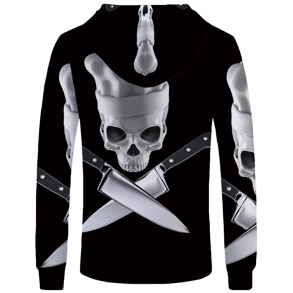 Skull Hoodie Men Black Military Hoodies Anime Clothes Punk Rock Metal 3d Print Sweatshirt Casual