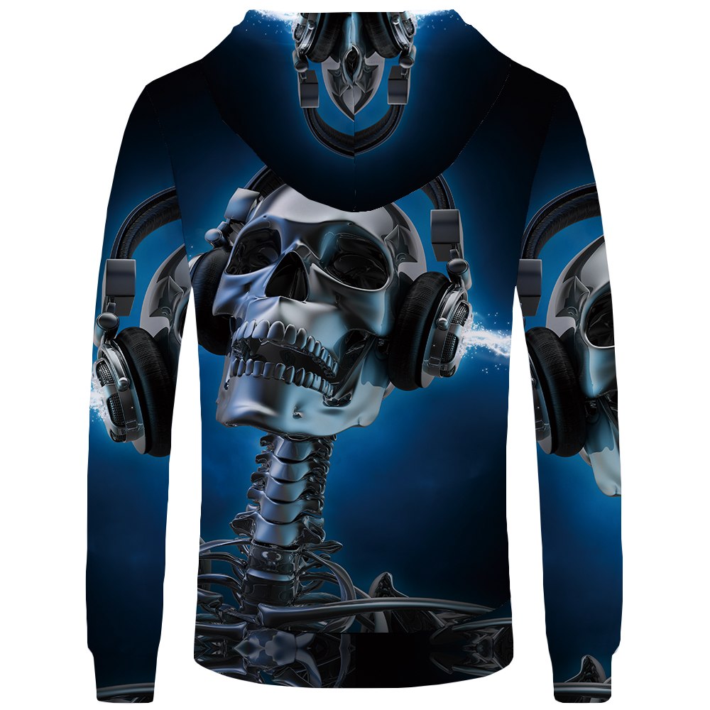 Skull Hoodie Men Black Military Hoodies Anime Clothes Punk Rock Metal 3d Print Sweatshirt Casual