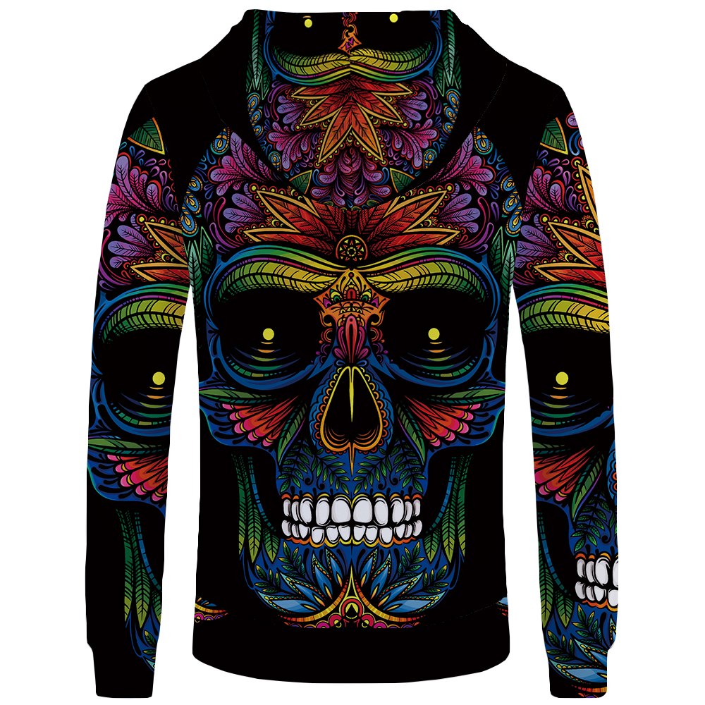 Skull Hoodie Men Black Military Hoodies Anime Clothes Punk Rock Metal 3d Print Sweatshirt Casual