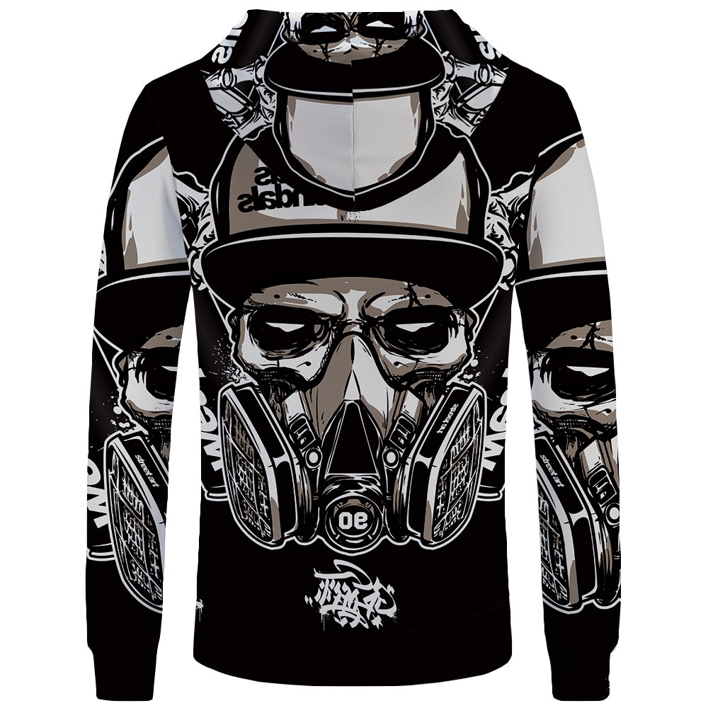 Skull Hoodie Men Black Military Hoodies Anime Clothes Punk Rock Metal 3d Print Sweatshirt Casual