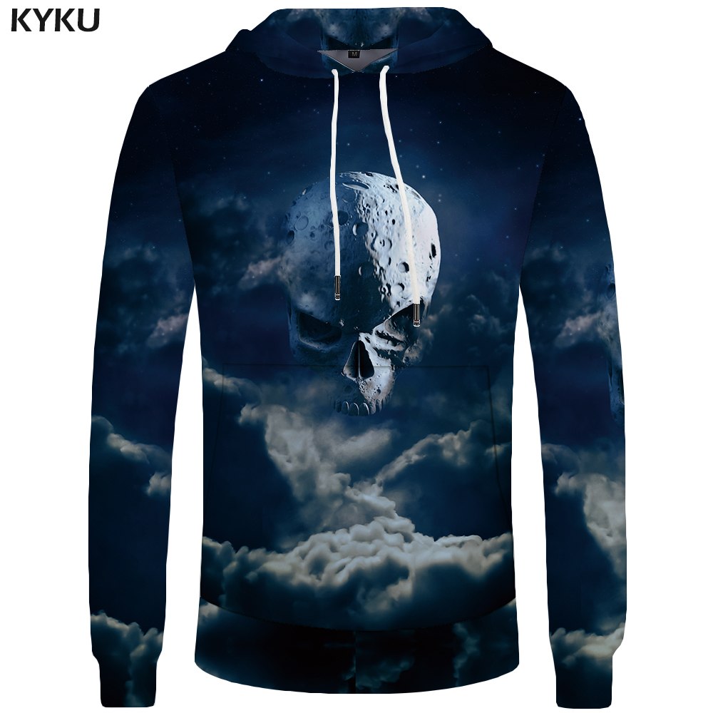 Skull Hoodie Men Black Military Hoodies Anime Clothes Punk Rock Metal 3d Print Sweatshirt Casual