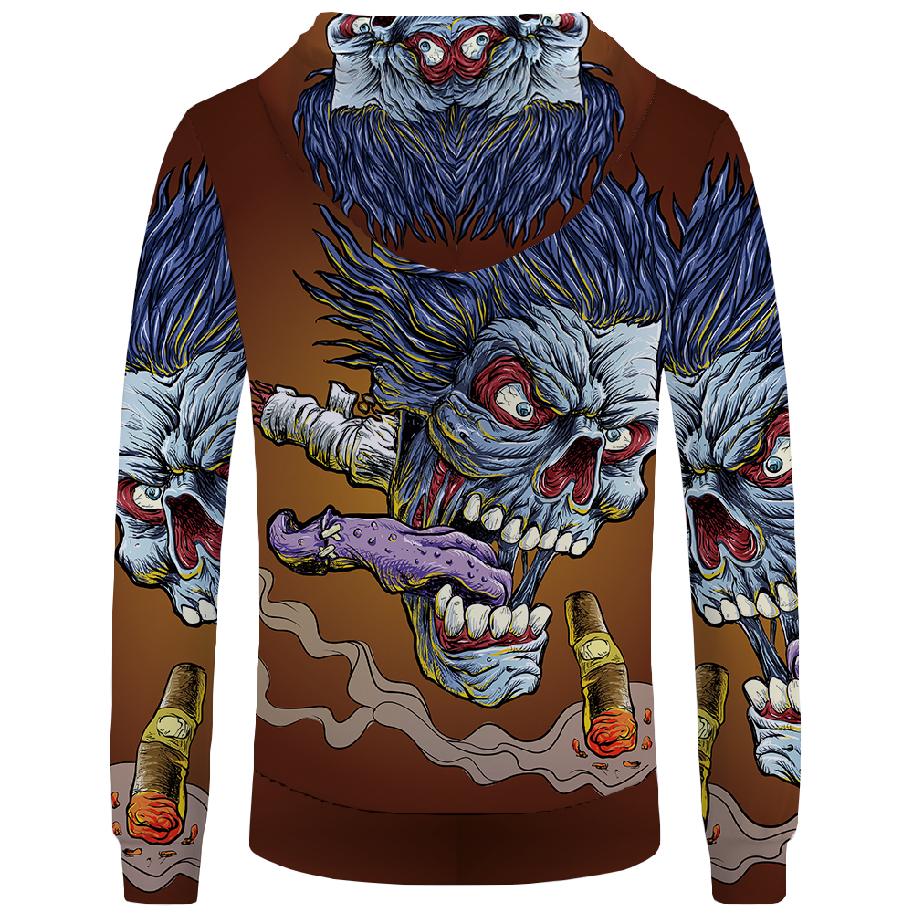 Skull Hoodie Men Black Military Hoodies Anime Clothes Punk Rock Metal 3d Print Sweatshirt Casual