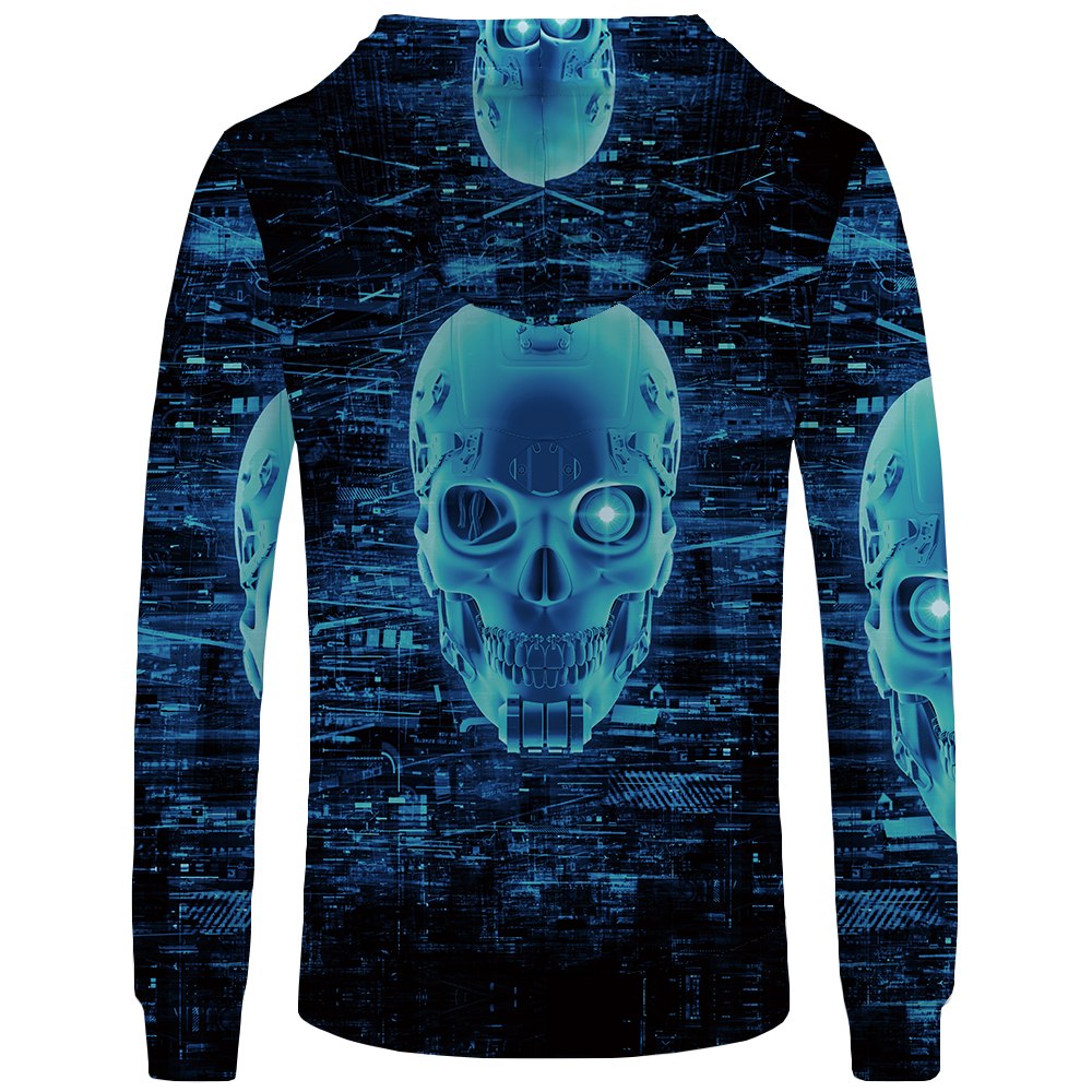 Skull Hoodie Men Black Military Hoodies Anime Clothes Punk Rock Metal 3d Print Sweatshirt Casual