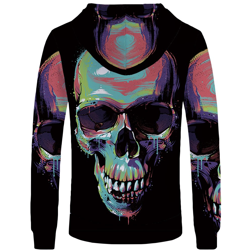 Skull Hoodie Men Black Military Hoodies Anime Clothes Punk Rock Metal 3d Print Sweatshirt Casual