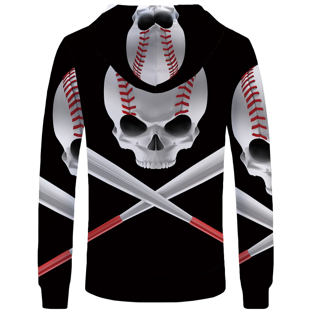Skull Hoodie Men Black Military Hoodies Anime Clothes Punk Rock Metal 3d Print Sweatshirt Casual