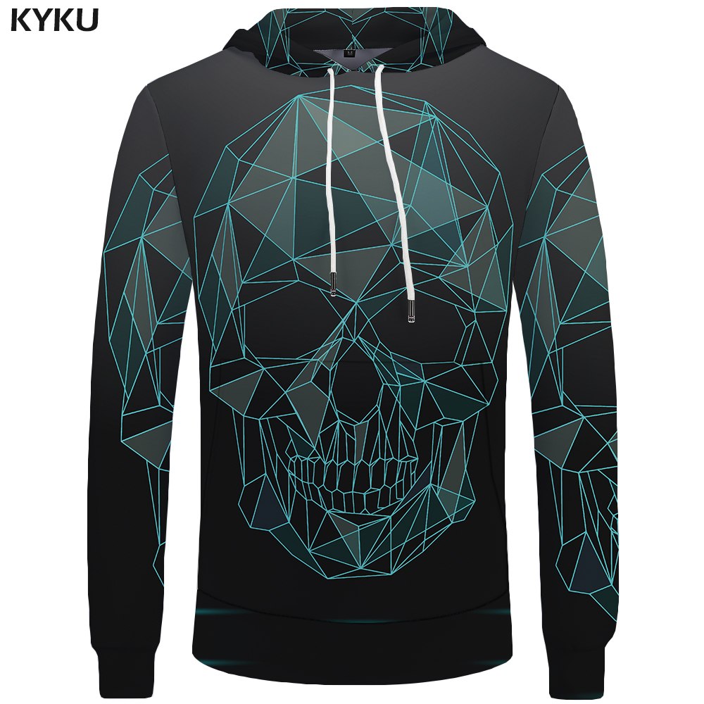 Skull Hoodie Men Black Military Hoodies Anime Clothes Punk Rock Metal 3d Print Sweatshirt Casual