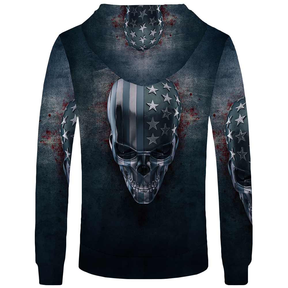 Skull Hoodie Men Black Military Hoodies Anime Clothes Punk Rock Metal 3d Print Sweatshirt Casual