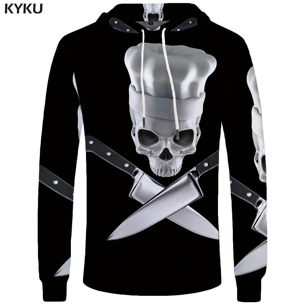 Skull Hoodie Men Black Military Hoodies Anime Clothes Punk Rock Metal 3d Print Sweatshirt Casual