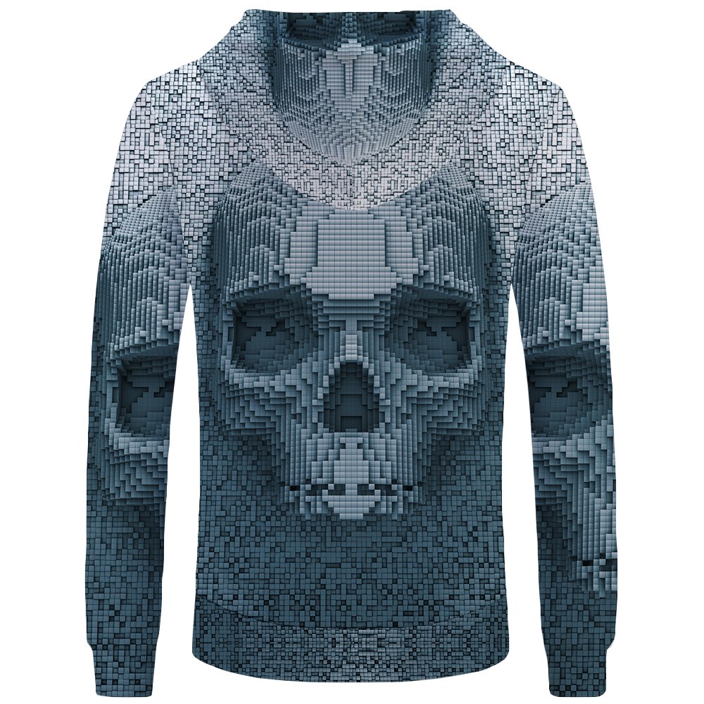 Skull Hoodie Men Black Military Hoodies Anime Clothes Punk Rock Metal 3d Print Sweatshirt Casual