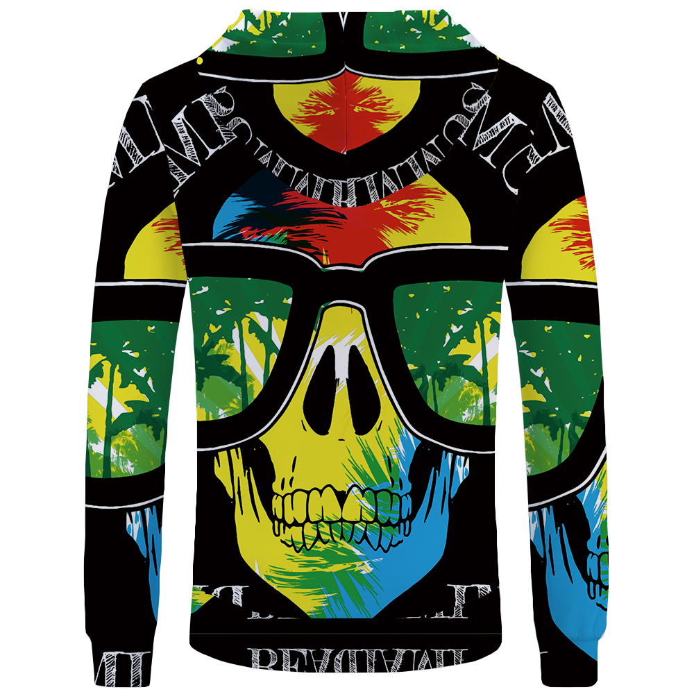 Skull Hoodie Men Black Military Hoodies Anime Clothes Punk Rock Metal 3d Print Sweatshirt Casual