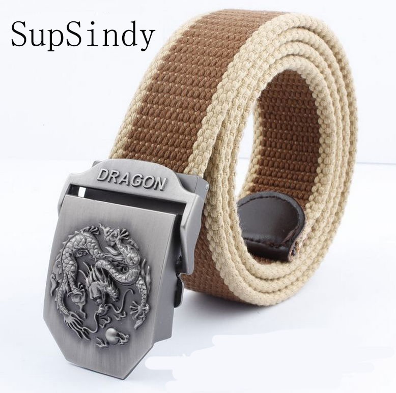 SupSindy men&women Canvas belt Dragon metal buckle waistband military belt Army tactical belts for Men high quality male strap