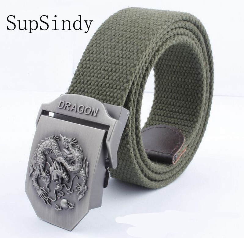 SupSindy men&women Canvas belt Dragon metal buckle waistband military belt Army tactical belts for Men high quality male strap
