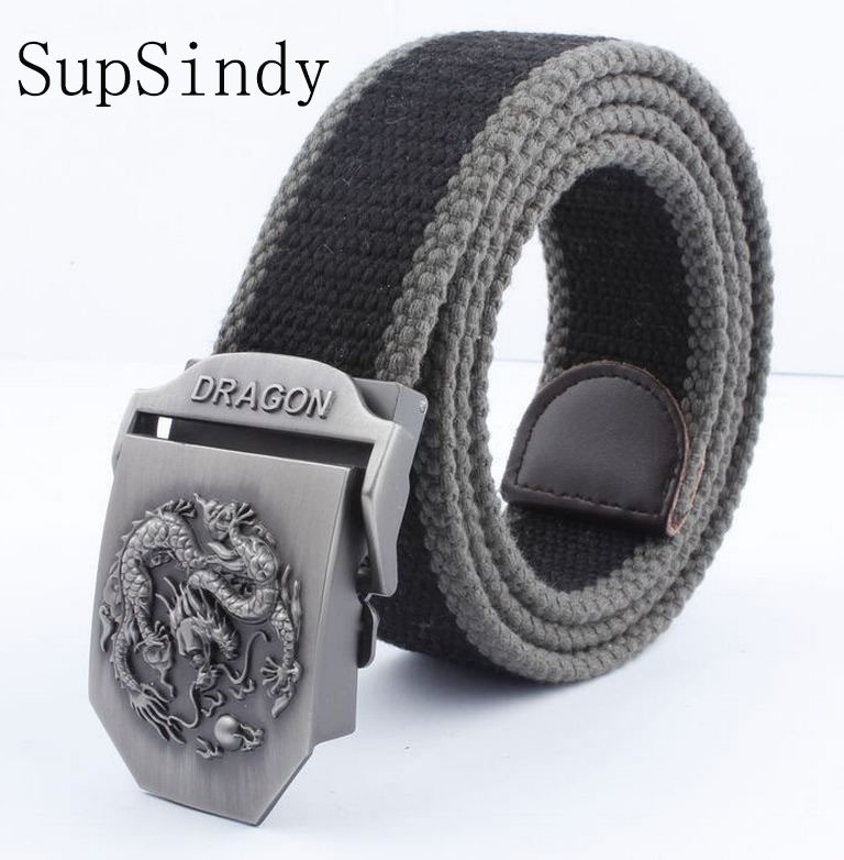 SupSindy men&women Canvas belt Dragon metal buckle waistband military belt Army tactical belts for Men high quality male strap